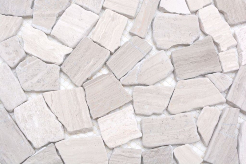 Mosaïque brisée Marbre Pierre naturelle Polygonal Gris rayures gris clair argenté Carrelage mural Cuisine - MOS44-0202