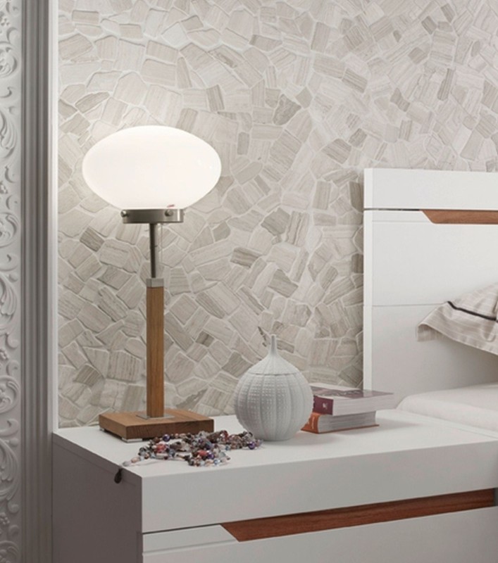 Mosaïque brisée Marbre Pierre naturelle Polygonal Gris rayures gris clair argenté Carrelage mural Cuisine - MOS44-0202
