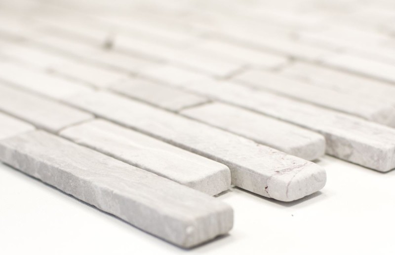 Mosaïque marbre pierre naturelle Brick composite baguettes gris clair bandes éclaboussures murales - MOS40-MOSBrick2012