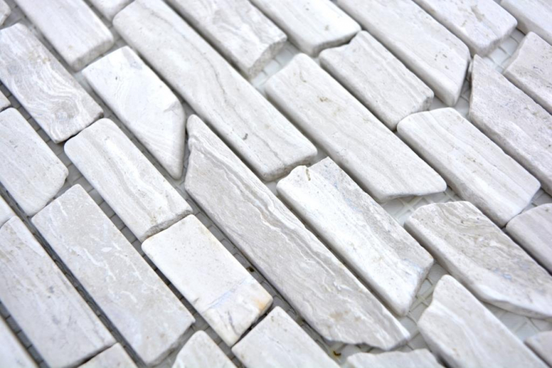 Mosaïque marbre pierre naturelle Brick composite baguettes gris clair bandes éclaboussures murales - MOS40-MOSBrick2012