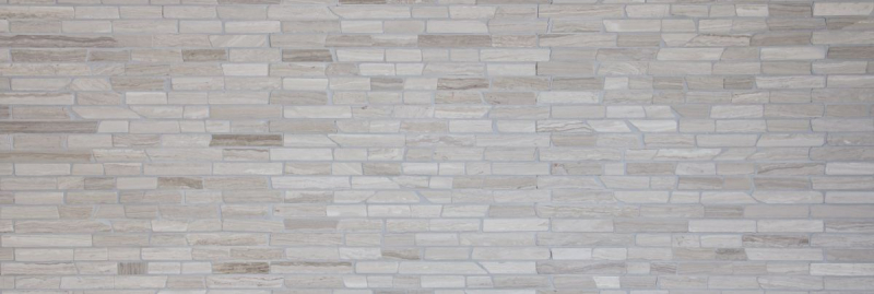 Mosaïque marbre pierre naturelle Brick composite baguettes gris clair bandes éclaboussures murales - MOS40-MOSBrick2012