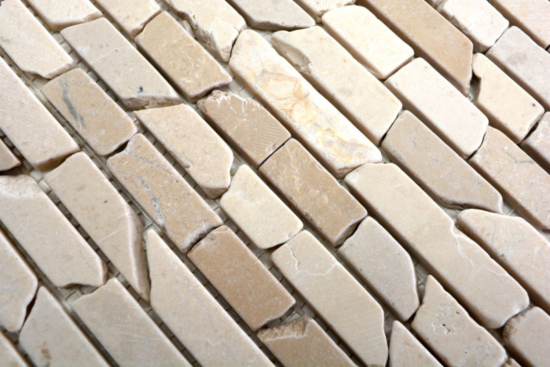 Mosaïque Marbre Pierre naturelle blanche Brick Botticino Anticato Dos de cuisine MOS40-0102_f