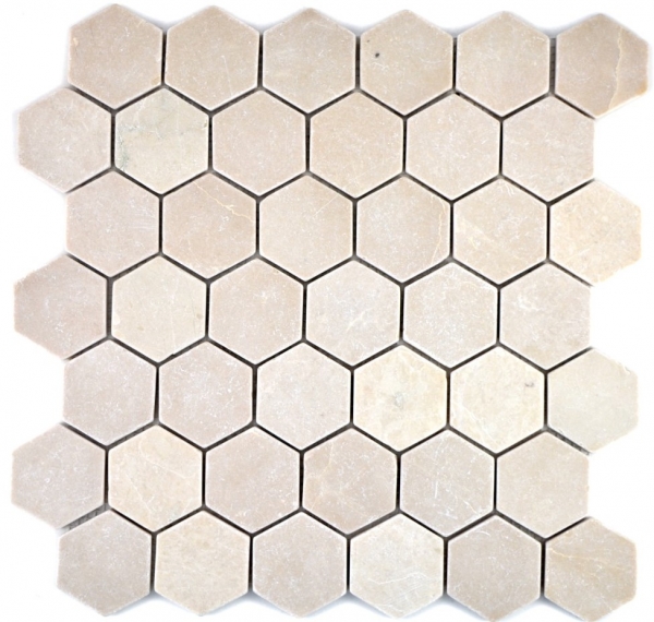 Motif main Carreau de mosaïque Marbre Pierre naturelle beige Hexagone Marbre Botticino Anticato MOS42-1212_m