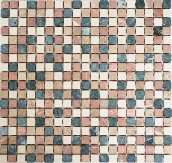 Motif main Carreau de mosaïque Marbre Pierre naturelle crème beige rouge vert Random MOS38-1204_m