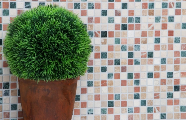 Motif main Carreau de mosaïque Marbre Pierre naturelle crème beige rouge vert Random MOS38-1204_m