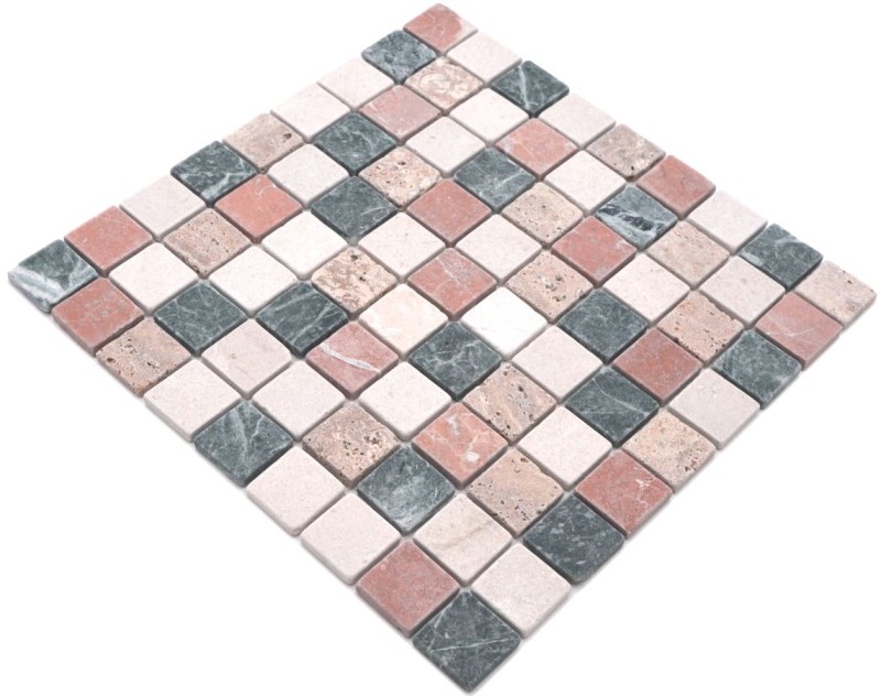 Marbre Mosaïque Carreau pierre naturelle crème beige rouge vert Random mur de douche - MOS42-1204