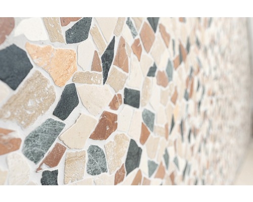 Mosaïque Fracture Marbre Pierre Naturelle Crème Beige Rouge Vert Polygonal Bordures Anti-éclaboussures Carrelage Cuisine - MOS44-1204