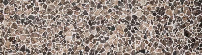 Mosaïque brisée Marbre Pierre naturelle Polygonal Impala brun foncé flammé Revêtement mural éclaboussures - MOS44-1306