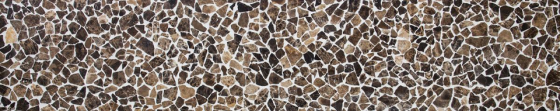 Mosaïque brisée Marbre Pierre naturelle Polygonal Impala brun foncé flammé Revêtement mural éclaboussures - MOS44-1306