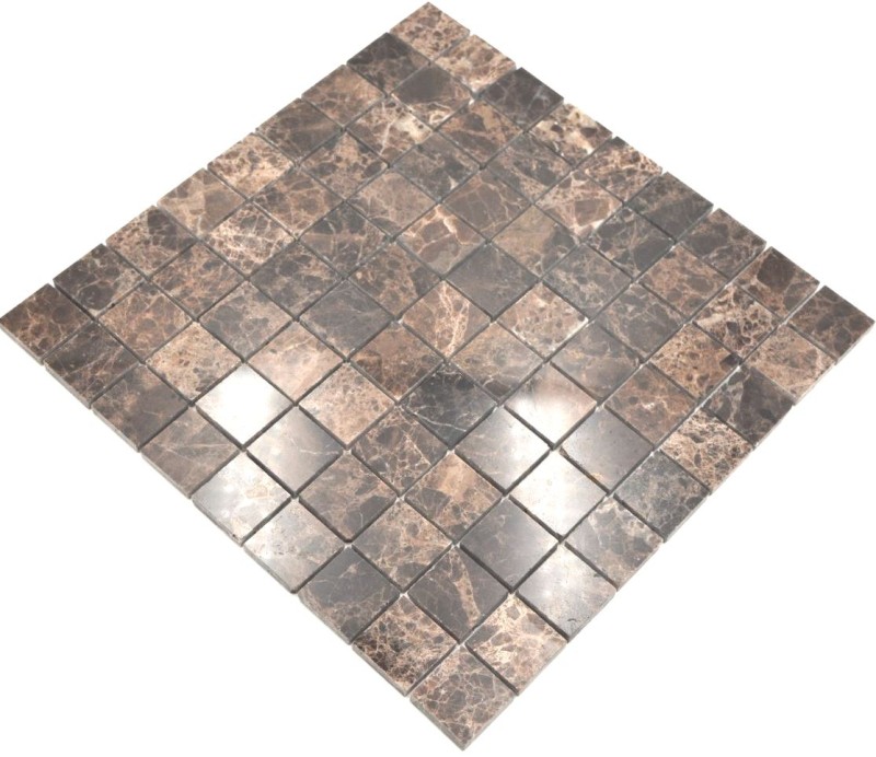 Marbre Mosaïque Carreau pierre naturelle brun foncé mix poli brillant Carrelage cuisine - MOS42-1306