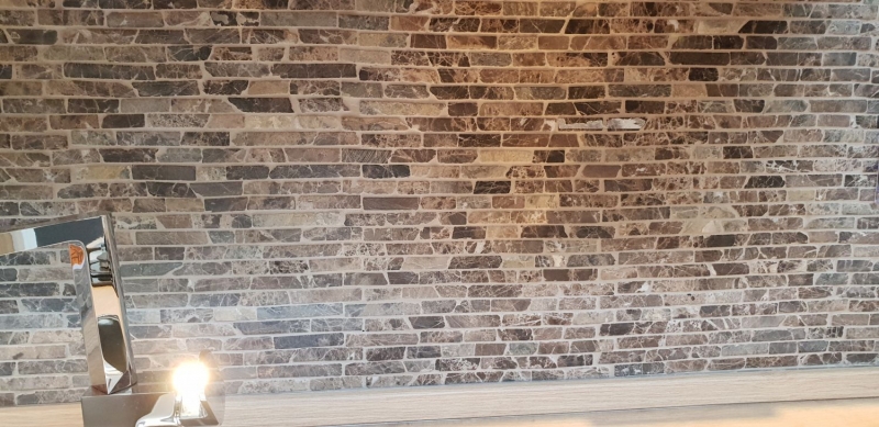 Mosaïque marbre pierre naturelle Brick composite baguettes Impala brun foncé poli brillant carrelage salle de bain - MOS40-1306