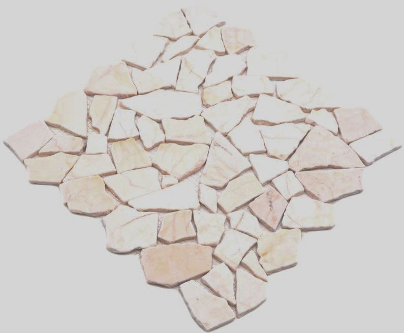 Mosaïque brisée Marbre Pierre naturelle Polygonal or crème poli Structure Carrelage Parement mural - MOS44-30-2807