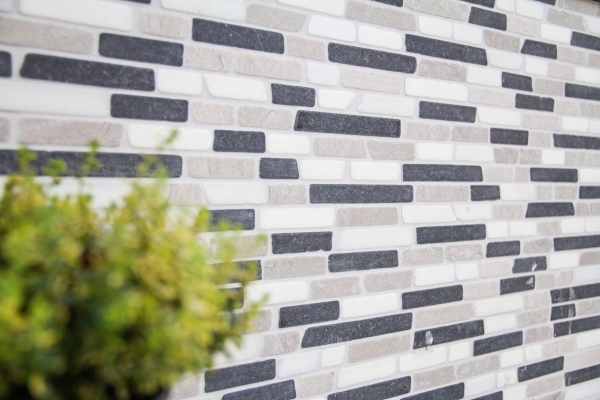 Échantillon manuel de mosaïque Carreau de marbre Pierre naturelle beige gris noir Brick Botticino Nero MOS40-0204_m