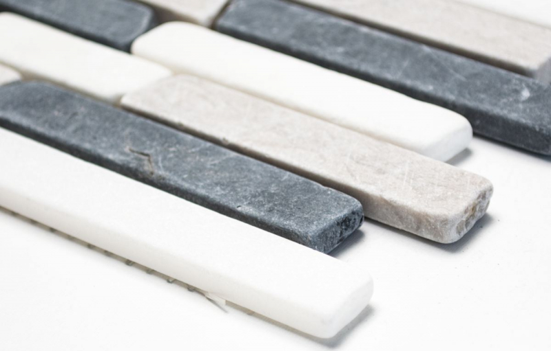 Échantillon manuel de mosaïque Carreau de marbre Pierre naturelle beige gris noir Brick Botticino Nero MOS40-0204_m
