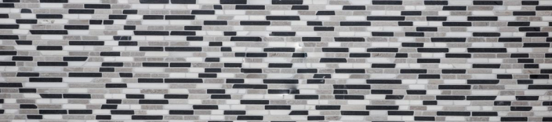 Échantillon manuel de mosaïque Carreau de marbre Pierre naturelle beige gris noir Brick Botticino Nero MOS40-0204_m