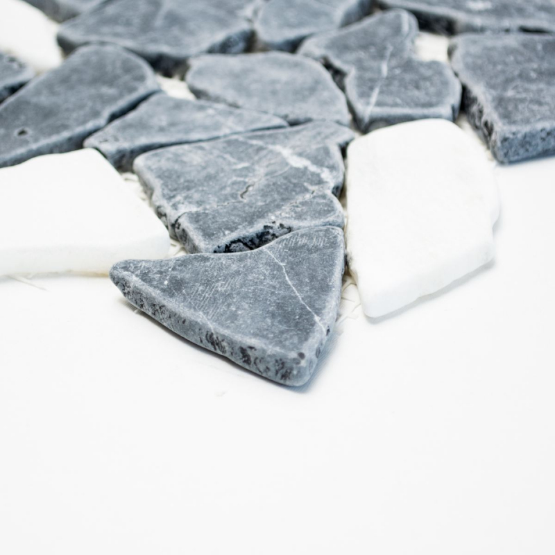 Mosaïque Fracture Marbre Pierre naturelle blanc noir anthracite Polygonal Carrelage Anti-éclaboussures Cuisine Salle de Bains - MOS44-0204