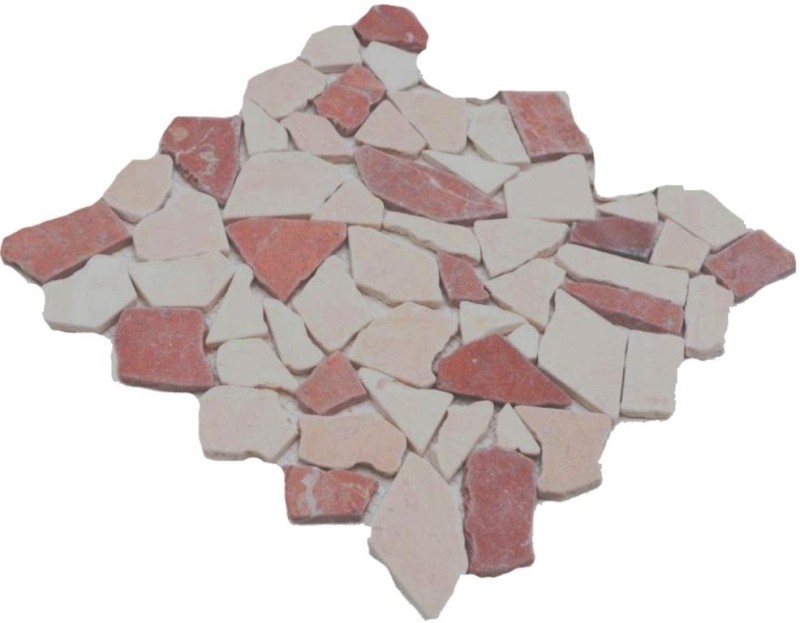 Mosaïque brisée Marbre pierre naturelle rouge beige Polygonal Rosso Verona protection anti-éclaboussures carrelage mur cuisine - MOS44-1002