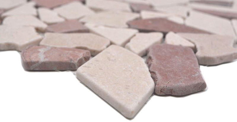 Mosaïque brisée Marbre pierre naturelle rouge beige Polygonal Rosso Verona protection anti-éclaboussures carrelage mur cuisine - MOS44-1002