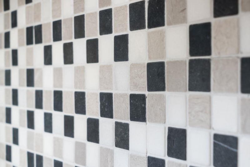 Marbre Mosaïque Carreau pierre naturelle beige gris noir Carrelage mur - MOS40-MOS32/1125