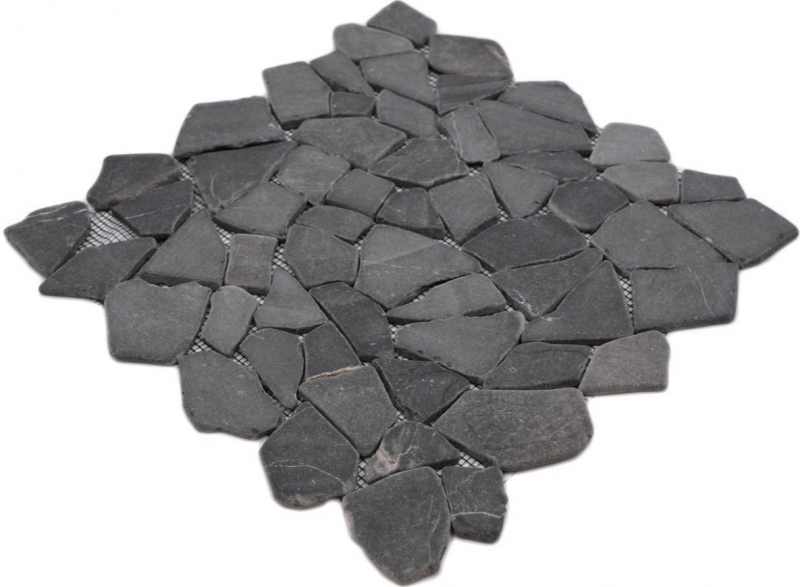 Mosaïque brisée marbre pierre naturelle gris anthracite polygonal carrelage mur cuisine salle de bain - MOS44-30-120