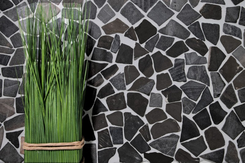 Mosaïque brisée marbre pierre naturelle gris anthracite polygonal carrelage mur cuisine salle de bain - MOS44-30-120