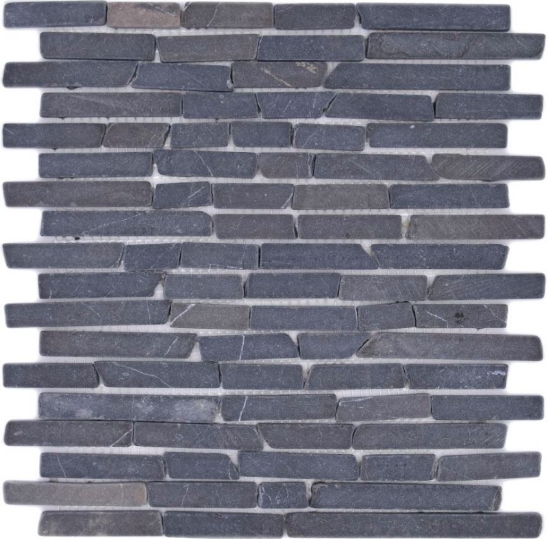 Mosaïque marbre pierre naturelle gris anthracite Brick composite baguettes protection anti-projections carrelage cuisine mur - MOS40-0125