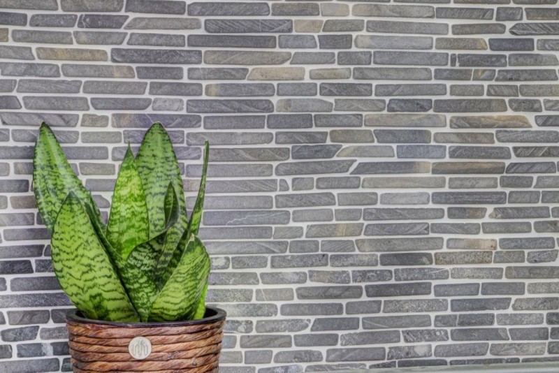 Mosaïque marbre pierre naturelle gris anthracite Brick composite baguettes protection anti-projections carrelage cuisine mur - MOS40-0125