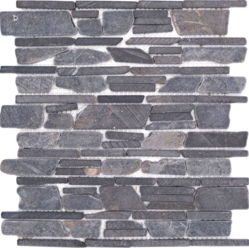 Mosaïque marbre pierre naturelle gris anthracite mosaïque brique assemblage carrelage mur parement - MOS40-0210