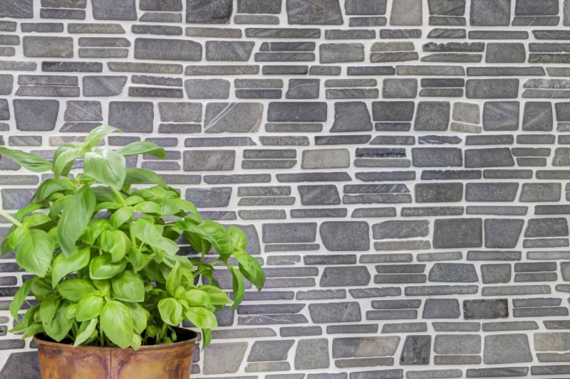 Mosaïque marbre pierre naturelle gris anthracite mosaïque brique assemblage carrelage mur parement - MOS40-0210