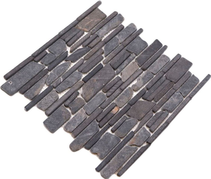 Mosaïque marbre pierre naturelle gris anthracite mosaïque brique assemblage carrelage mur parement - MOS40-0210