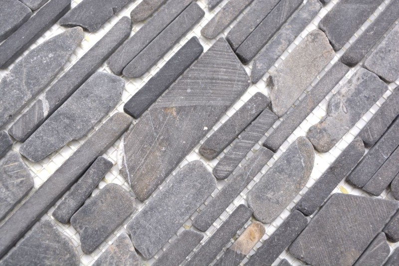 Mosaïque marbre pierre naturelle gris anthracite mosaïque brique assemblage carrelage mur parement - MOS40-0210