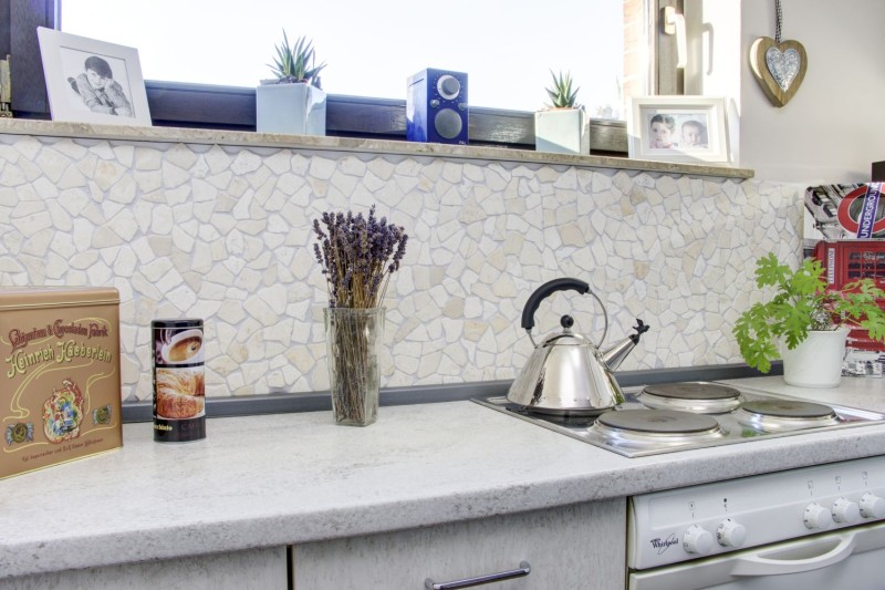 Mosaïque Fracture Marbre Pierre naturelle beige clair ivoire Polygonal Carrelage Protection contre les éclaboussures Parement mural - MOS44-30-100