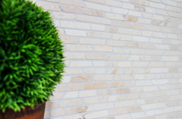 Échantillon manuel de carreaux de mosaïque Marbre pierre naturelle beige clair Brick Biancone MOS40-0105_m