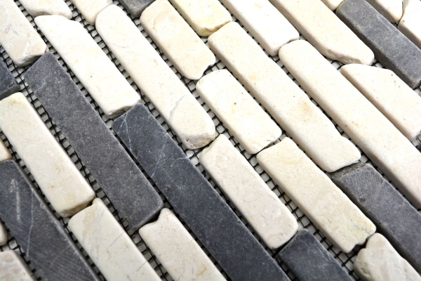 Échantillon manuel de mosaïque Carreau de marbre Pierre naturelle beige noir Brick BianconeJava MOS40-0115_m
