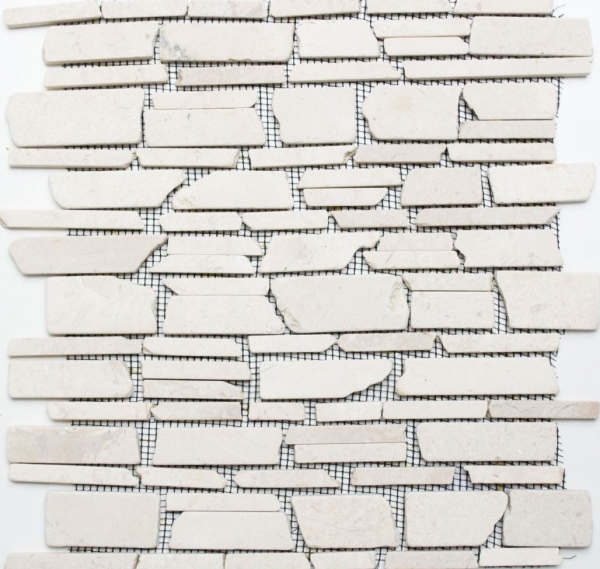 Motif main Carreau de mosaïque Marbre Pierre naturelle beige clair Mosaïque de briques Biancone MOS40-0200_m
