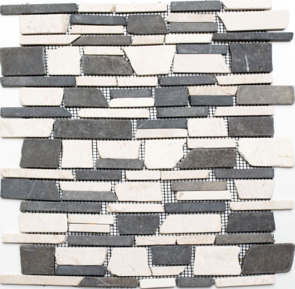 Mosaïque Marbre Pierre naturelle beige noir Mosaïque de briques BianconeJava MOS40-0205_f