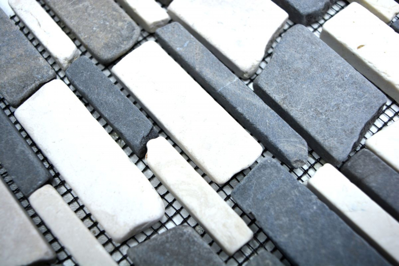 Mosaïque Marbre Pierre naturelle beige noir Mosaïque de briques BianconeJava MOS40-0205_f
