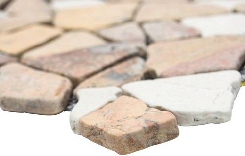 Mosaïque brisée Marbre Pierre naturelle beige rouge Polygonal Rosso Cream Carrelage muraux Cuisine - MOS44-30-130
