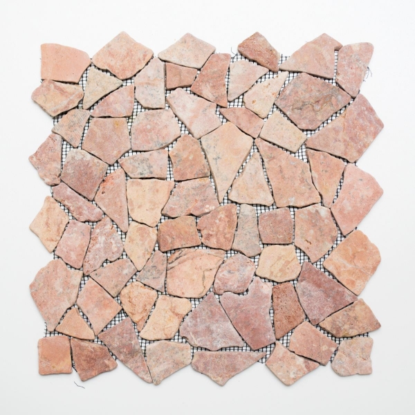 Mosaïque brisée Marbre Pierre naturelle rouge Polygonal Rossoverona Protection anti-éclaboussures Carrelage cuisine salle de bain - MOS44-30-140