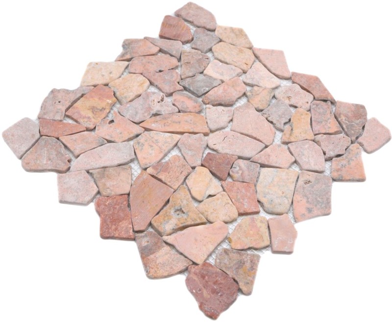 Mosaïque brisée Marbre Pierre naturelle rouge Polygonal Rossoverona Protection anti-éclaboussures Carrelage cuisine salle de bain - MOS44-30-140