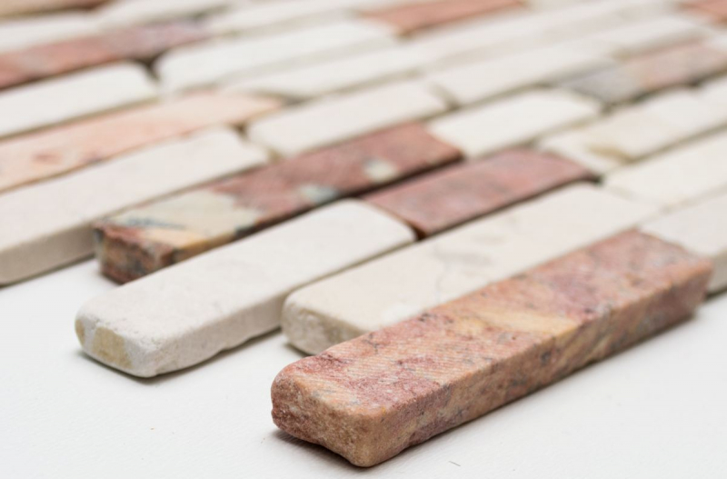 Mosaïque Marbre Pierre naturelle beige rouge Brick RossoCream MOS40-0135_f