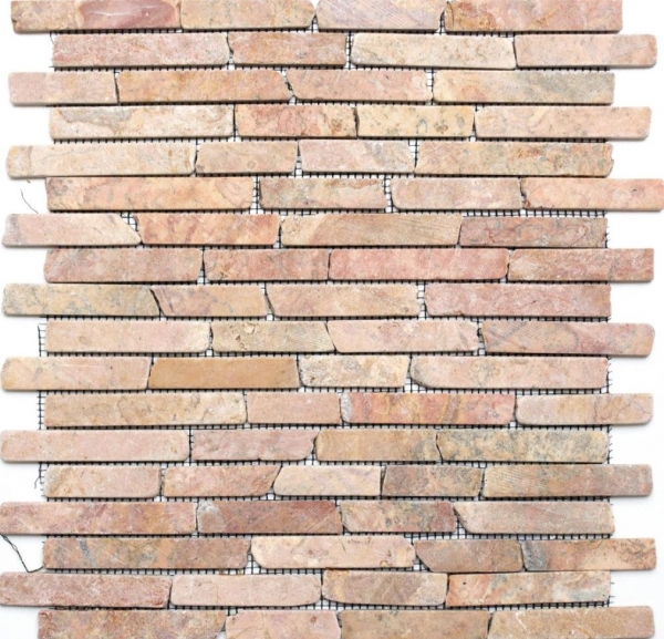 Échantillon manuel de mosaïque Carreau de marbre Pierre naturelle rouge Brick Rossoverona MOS40-0145_m
