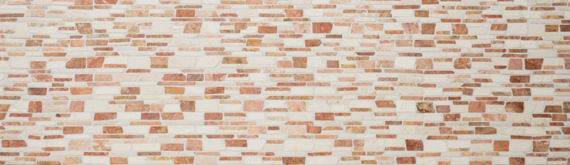 Motif main Carreau de mosaïque Marbre Pierre naturelle beige rouge Mosaïque de briques Biancone Rosso MOS40-0225_m