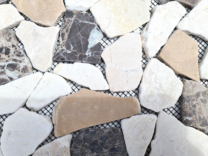 Marbre Bruch Pierre naturelle beige marron Polygonal Castanao Cream Carreaux de parement mural - MOS44-30-190