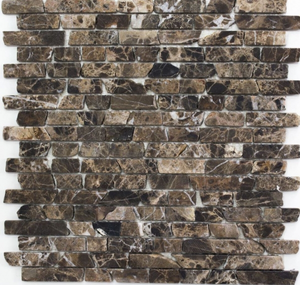 Mosaïque Marbre Pierre naturelle beige marron foncé Brick Castanao composé de bâtonnets anti-éclaboussures Carreau mural salle de bain - MOS40-0185
