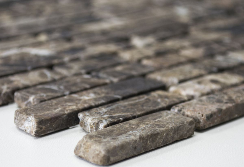 Mosaïque Marbre Pierre naturelle beige marron foncé Brick Castanao composé de bâtonnets anti-éclaboussures Carreau mural salle de bain - MOS40-0185