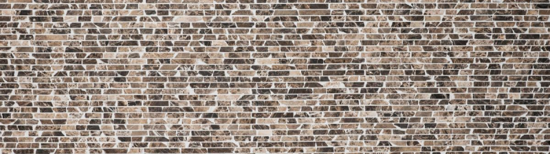 Mosaïque Marbre Pierre naturelle beige marron foncé Brick Castanao composé de bâtonnets anti-éclaboussures Carreau mural salle de bain - MOS40-0185