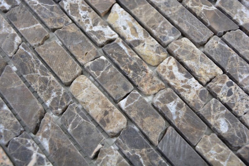Mosaïque Marbre Pierre naturelle beige marron foncé Brick Castanao composé de bâtonnets anti-éclaboussures Carreau mural salle de bain - MOS40-0185