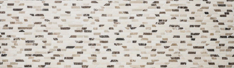 Mosaïque marbre pierre naturelle beige marron crème Brick Castanao composé de bâtonnets carrelage mur cuisine - MOS40-0195
