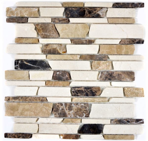 Mosaïque Marbre Pierre naturelle beige marron Mosaïque de briques Castanao Biancone MOS40-12-295_f